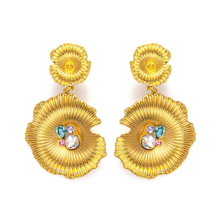 Blooms of Paradise stone earrings-Gemstones-Cubic Zirconia-Gold Vermeil-size-Kaleidoscopic-Shesamore-jewelry