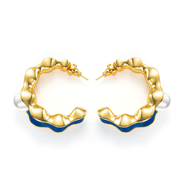 Goddess of the Sea pearl earrings-Copper+18k Yellow Gold Vermeil+Pearl-Shesamore jewelry