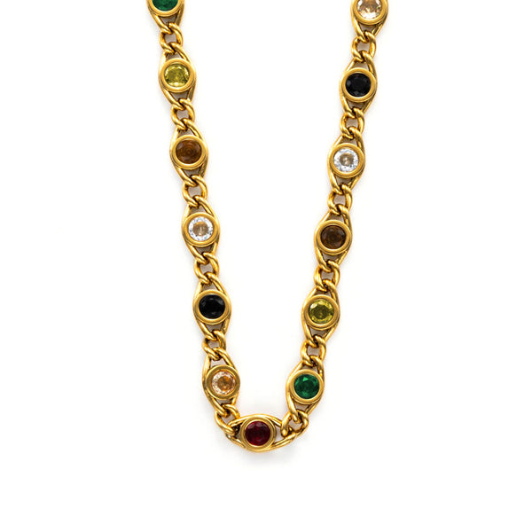 Starry Greece  gemstone necklace-Gemstones-18k Yellow Gold Vermeil+Cubic Zirconia-Shesamore jewelry   
